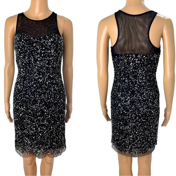 Aidan Mattox Dresses & Skirts - New Aidan Mattox Black Sequin Sheer Sleeveless Cocktail Party Mini Dress